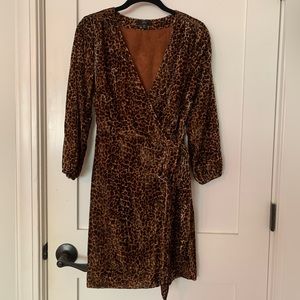 Leopard velvet wrap dress